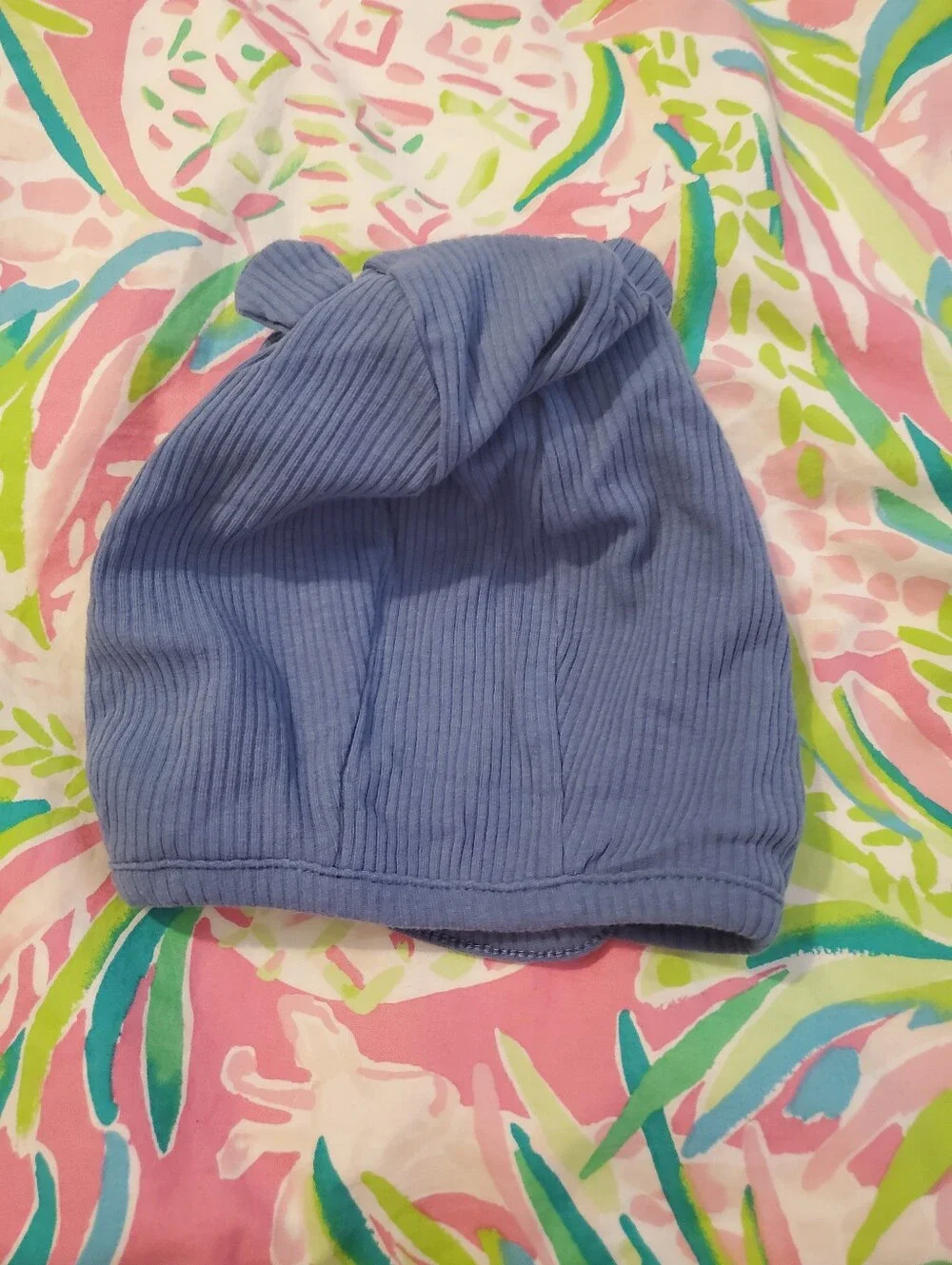 Baby Ribbed Hood with Ear Details - Blue - Gap